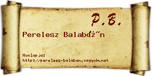 Perelesz Balabán névjegykártya